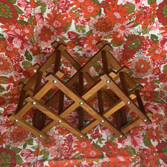 Vintage folding teakwood 6 bottle wine rack - Picture 6 of 6